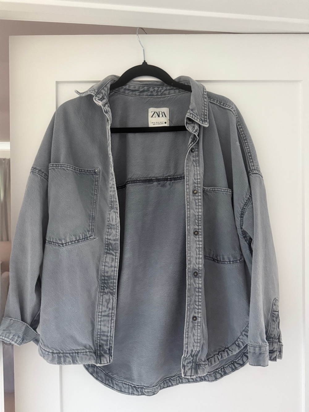 ZARA Washed Gray Oversized Utility Jacket